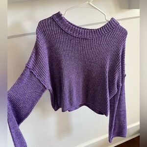 Purple Knit Women's Crop Sweater